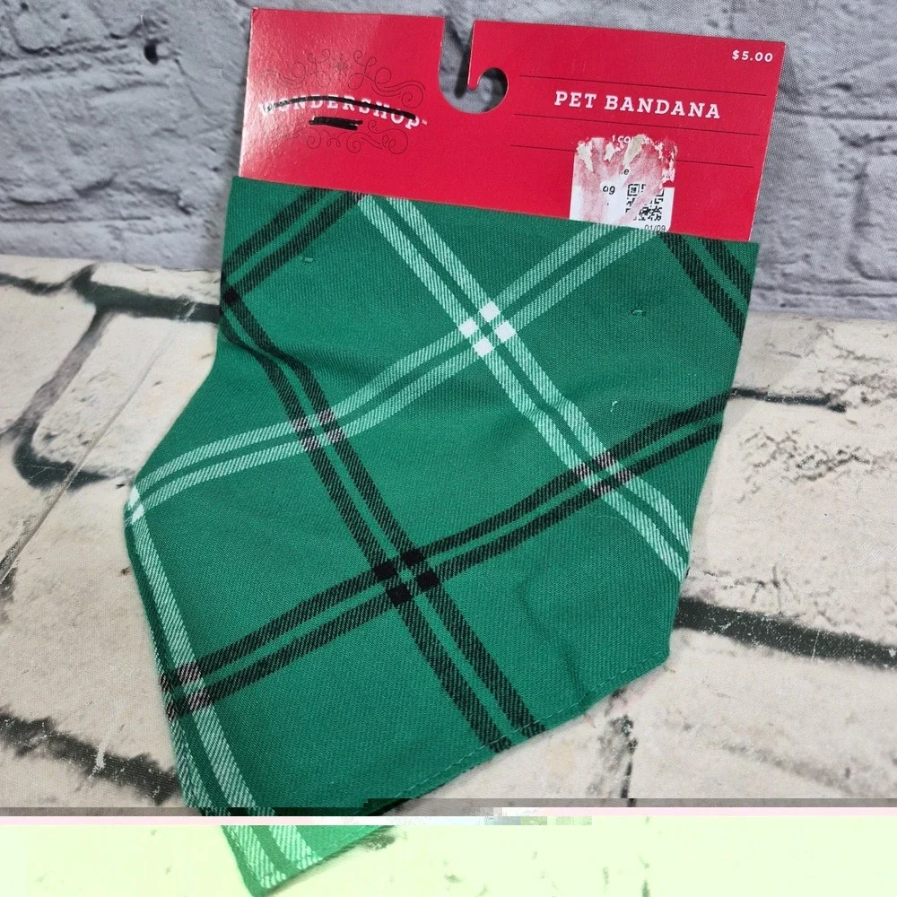 Wondershop Target Holiday Family Sleep Christmas Pet Bandana Green Plaid 3 Lot